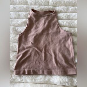 Intimately free people pink rib knit v neck cropped tank top sz. Xs/s